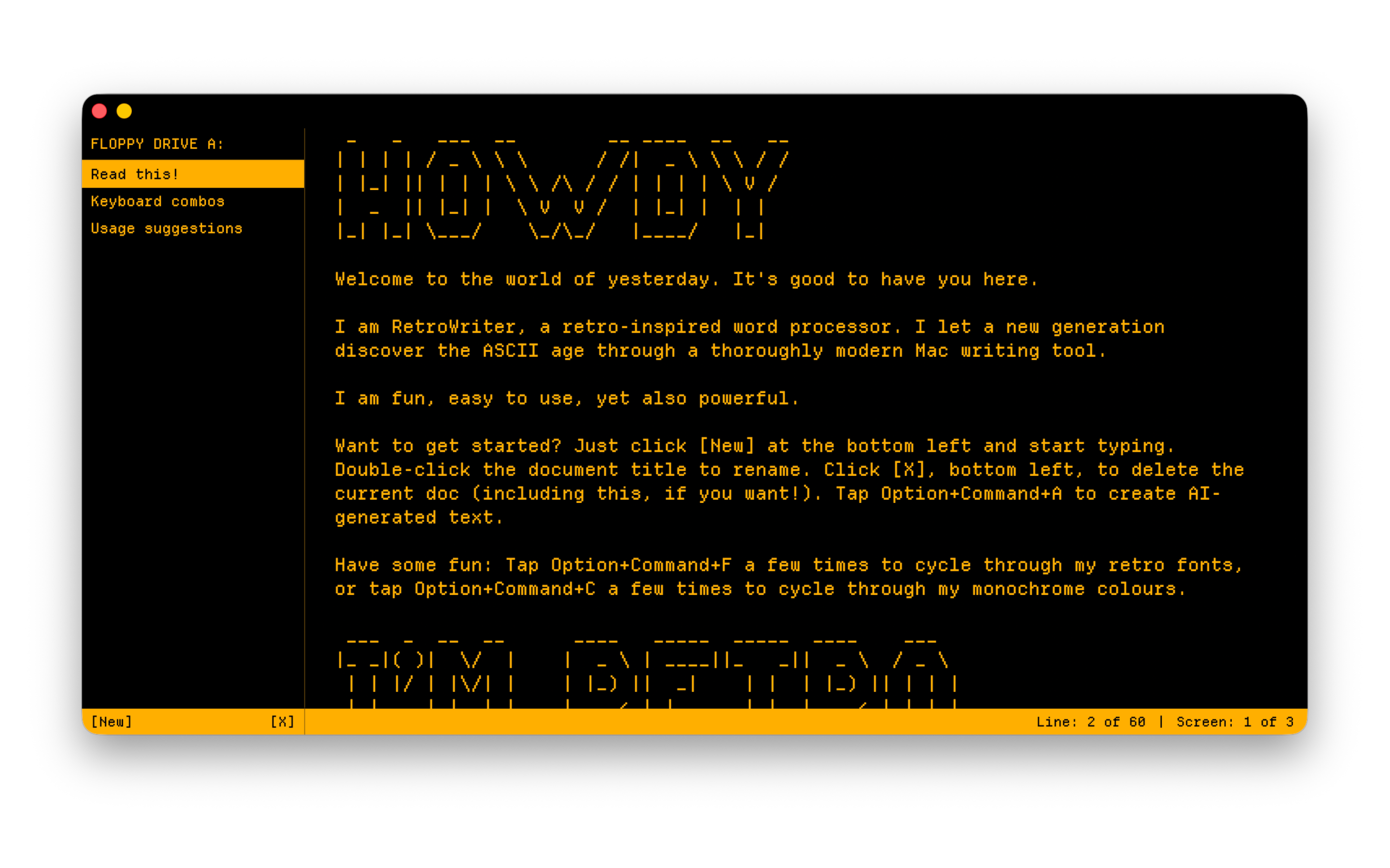 RetroWriter screenshot